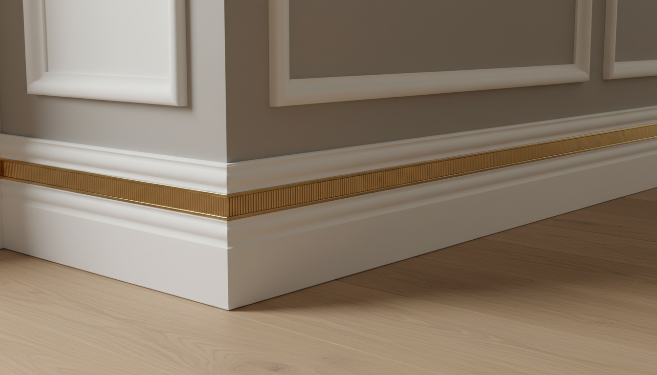 a high-quality close-up of architectural trim and moulding details in a modern interior, without any people